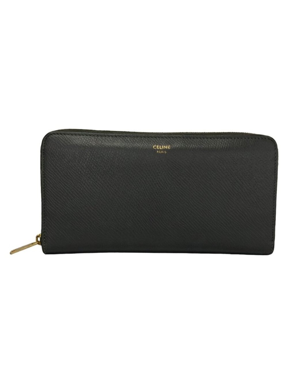 Celine Wallet Dark Gray Zip Around Leather
